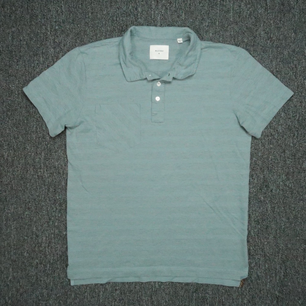 Billy Reid Shirt Mens Medium Blue Polo Short Sleeve Lightweight
